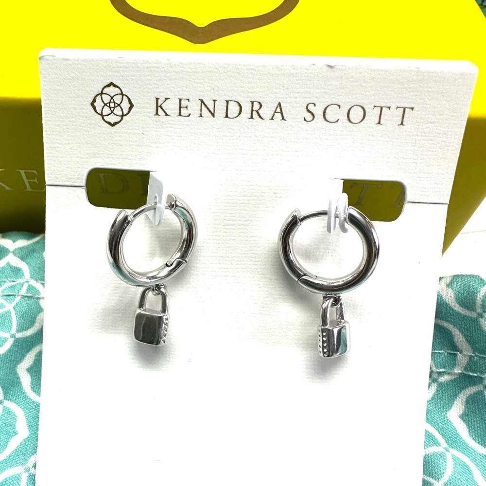 Kendra Scott Silver Huggies with locks-NEW WITH TAGS